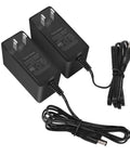 Two black 12V 2A Power Supply AC Adapter Two Pack 24W DC Converter for LED Strip Lights CCTV Cameras with 5.5mm by 2.1mm plug