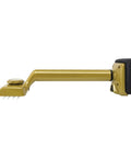 Side view of Workhorse Carpet Knee Kicker with extra wide head and high contour neck, yellow, featuring one-button adjustment, 2-inch bumper pad.