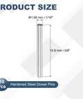Diagram showing measurements of Ten Pack Carbon Steel Dowel Pins One Sixteenth By Five Eighths Inch Super Sturdy Oil Coated Round Pins.