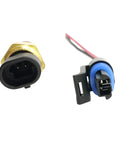 Engine Coolant Temperature Sensor With Pigtail Connector Direct Replacement For Chevy GMC Cadillac Buick Honda Pontiac. Close-up view.