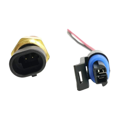 Engine Coolant Temperature Sensor With Pigtail Connector Direct Replacement For Chevy GMC Cadillac Buick Honda Pontiac. Close-up view.