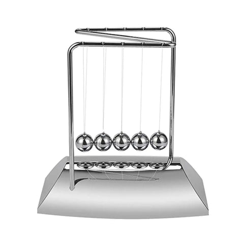 Z Shape Newton's Cradle Pendulum Balls For Learning And Home Office Decoration silver five-ball design on a desk base