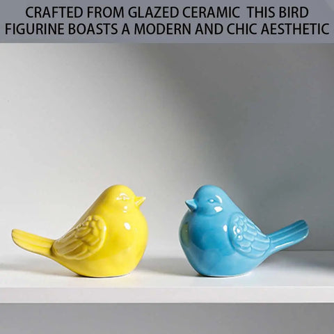 Super Clean White Bird Design Toilet Bolt Caps With Elegant Porcelain Screw Covers To Conceal Ugly Hardware And Level Up Your Bathroom Setup Effortlessly Inside This Solid Four Pack Collection - Yellow and Blue Ceramic Bird Figurines