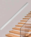 Solid Pine Wood Wall Mount Grab Bar, Tough As Nails Non Slip Staircase Handrail, 3 Ft Length on a stylish staircase.
