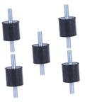 Five Pack Heavy Duty Rubber Vibration Isolators Cylindrical Mounts For Motors Generators Air Compressors Pumps And Equipment Noise Reduction Vibration Dampening Stability Enhancers For Industrial Machinery, black threaded mounts