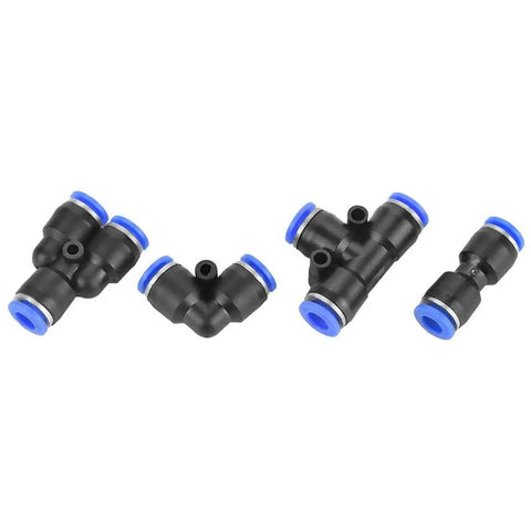 Solid 40 Piece Pneumatic Push To Connect Fitting Kit With 6mm Air Tubing And 360 Rotating Design For Easy High Pressure Install Without Tools Or Tape, black fittings