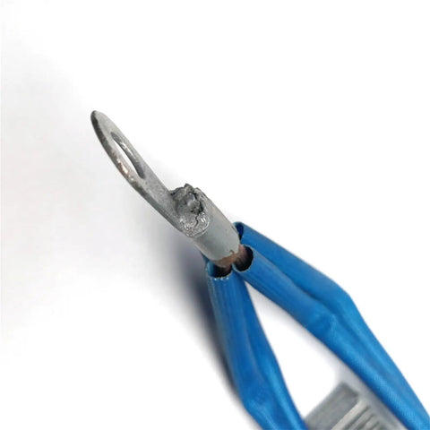 54mm Hole Distance Brass Copper Carbon Brush Ground Wire Cable Pro Grade Pack For Automatic Welding Positioner Turntable Table Tube Welder With 16mm2 Cable Diameter Mount Hole 6.9mm And Max 300A, blue cable ring terminal close-up