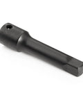 Three Eighths Inch Drive Three Inch Impact Extension Bar For Impact Drivers Adds Reach To Hard To Reach Fasteners. Black metal bar.