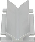 Centering Drill Press Block For Round Tubing, A Quick Precision Fabrication Tool With A 5 By 4 Inch Base, 1.75 Inch Height, 2.5 Inch V, And 3.5 By 3 Inch Bolt Hole Center Spacing, Keeps Holes Spot On Every Time - silver metal V-shaped design