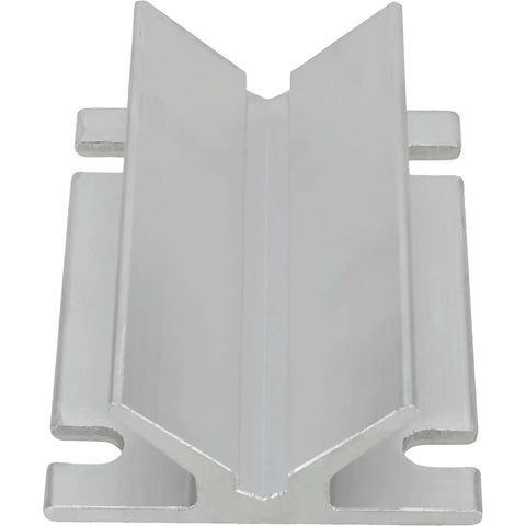 Centering Drill Press Block For Round Tubing, A Quick Precision Fabrication Tool With A 5 By 4 Inch Base, 1.75 Inch Height, 2.5 Inch V, And 3.5 By 3 Inch Bolt Hole Center Spacing, Keeps Holes Spot On Every Time - silver metal V-shaped design