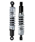 Adjustable Front Shock Set Two Pieces For 50Cc To 125Cc Kid Quad ATV Go Kart, showing coiled springs and black casing, side by side view.