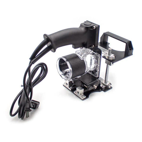Heavy Duty Mortising Jig And Loose Tenon Joinery Kit With Easy Adjust Slotting Bracket for router, showcasing the handle and base.