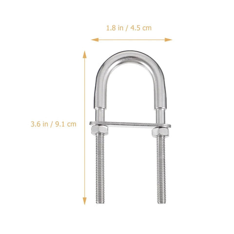 BEBEMOKO stainless steel 304 U-shaped bolt with nut and washer, M6x90, marine trailer fastening hardware