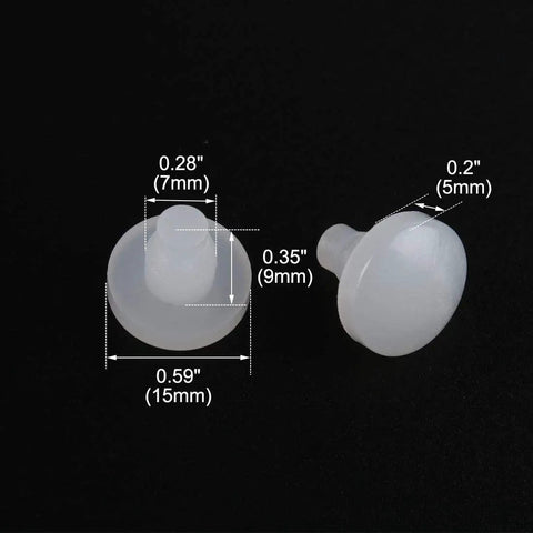 300 Piece Pack Of 7Mm White Stem Furniture Bumpers For Glass Tables And Patio Chairs Delivering Zero Hassle Install To Shield Floors From Scratches While Keeping Things Smooth And Your Setup Looking Sharp, showing dimensions.