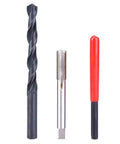 17 Piece Heavy Duty Stainless Steel Thread Repair Kit with twisted drill, tap wrench and threaded inserts for M10x1 threads.