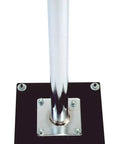Beefy Floor Mounting Plate For Repair Stand 8 Inch Square Steel Plate Black Finish Attaches To Your Stand With Four Bolts Included Built Tough For Stable Bike Repairs showing attached pole and bolts