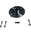 Rock Solid Heavy Duty Steel Sprocket Hub For One Inch Live Axle Setup Featuring Zinc Plated Coating And Complete Mounting Hardware, shown with bolts and nuts.