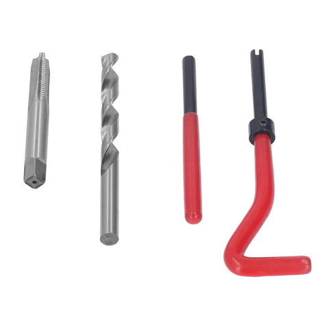 M8x1.25 Thread Repair Kit With 30 Pcs High Speed Steel Helical Inserts And Drill Bits, red tap and tools set