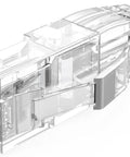 Close-up view of RJ45 Connectors 100 Pack Cat6 Cat5 8P8C Modular Plugs With Relief Boots For Solid Or Stranded Cable 24 To 26 AWG Gold Plated Contacts.