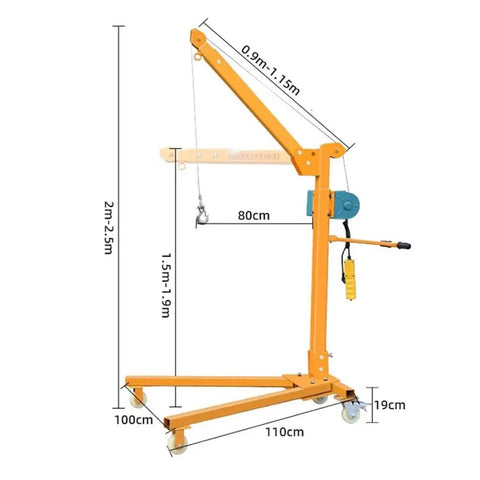 Rock Strong Welded Alloy Engine Hoist And Rolling Workshop Crane Built For No Drama Auto Transfers And Flexible Indoor Garage Lifting Operations Up To 1100 Pounds, dimensions of 2m height and 1.1m width.