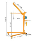 Heavy Duty Electric Engine Hoist With Mobile Wheels For Indoor Workshop Lifts Foldable Steel Crane handling 500 kg loads