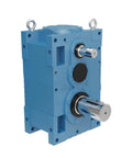 Workhorse Modular Gearbox Reducer Assembly Forged Tough For Pallet Jack Wheel Drives And Commercial Lift Truck Axle Systems, blue metal housing.