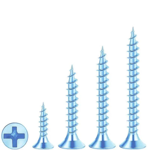 Heavy Duty Zinc Plated Flat Head Wood Screws With Drywall Anchors Built Like A Tank 385 Piece Assortment Kit, assorted lengths.