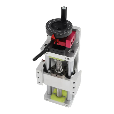 100mm Travel Linear Stage Actuator With 1605 Ballscrew Dual Optical Axis Linear Rail Guide Manual Slide Stage With Ruler for CNC Router And 3D Printers, Precise Repeatability ±0.05mm, close-up of vertical position.