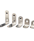 Built Like A Tank Heavy Duty Stainless Steel L Corner Brackets 40 Pack showing various sizes with pre drilled holes for DIY projects.