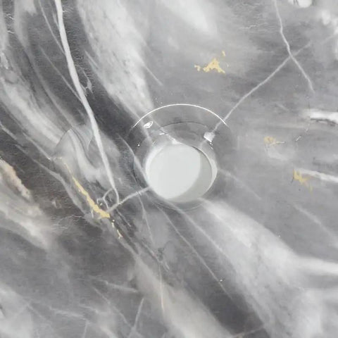 Close-up of USZWBY Vessel Sinks Marble Pattern Modern Simple Wash Basin Table Bathroom Square Ceramic sink drain hole.