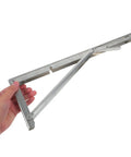 Heavy Duty Stainless Steel Folding Triangular Shelf Brackets 2 Pack, Wall Mounted Support being held to show design.