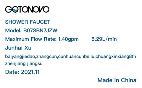 Label showing model B07SBN7JZW of the Oil Rubbed Bronze Wall Mounted Shower System With 8 Inch Rain Shower Head Tub Spout And Handheld Sprayer