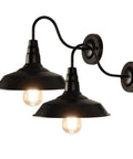 Gooseneck Barn Lights Indoor Black Farmhouse Wall Sconces 2 Pack Rustic Industrial Wall Mount Lighting For Warehouse Front Door Porch Garage Entryway Set