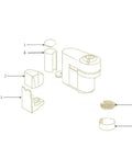 Exploded view illustrating Nespresso Vertuo Pop machine parts, including Transparent Water Tank Cover Accessory Compatible With Vertuo Pop
