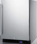TwentyFour Inch All Freezer Undercounter Unit Featuring No Hassle FrostFree Operation Integrated Ice Maker And Smooth Digital Thermostat Finished In Sweet Stainless Steel.