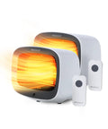 Tiny Yet Mighty Space Heater 2 Pack White 1200W PTC Fast Heating With Overheat And Tip Over Protection Includes Magnetic Remotes