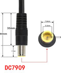 Close-up image of DC7909 male connector with dimensions, part of Kickin Ass Xt60iF Female To Dc7909 Male Cable For Solar Panels And Portable Batteries.