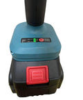 Heavy Duty 21 Volt Brushless Cordless Electric Rivet Gun battery pack with indicator lights and switch button.