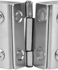 Heavy Duty Stainless Steel Glass Door Hinges Built Tough For Hassle Free Zero Impact Drilling, view of dual clamps in silver finish.