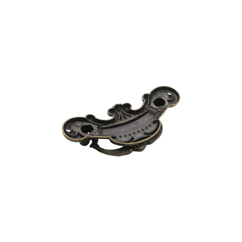 Set Of 10 Antique Bronze Finish Drop Swing Drawer Pulls With Screws 3 Inch Long Drop Bail Handles Featuring Two Point Seven Two Inch Center To Center Holes For Cabinets Dressers Cupboards Furniture Restoration And Wooden Cases In Rustic Vintage Style, close-up of one handle