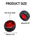 Beefed-Up 8 Pack RC Car Wheels with Rubber Tires and Metal Axles for DIY Model Builds Fits 2mm Shaft 44mm Diameter