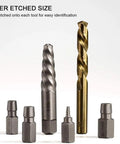 35 Piece Screw Extractor Set With Left Hand Drill Bits and Multi Spline Extractors assorted tools with laser-etched size markings