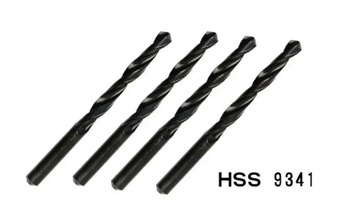Heavy Duty HSS Straight Shank Twist Drill Bits in black, sizes ideal for wood and metal work, tough carbon steel.