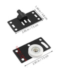 8 Pairs Black Carbon Steel Sliding Door Wheels For Closets And Wardrobes Rock Solid Heavy Duty Cabinet Pulleys Built Damn Tough With Smooth Gliding Performance Runs Like A Dream Daily, showing two types of black steel pulleys, measuring 2.95 in by 1.49 in.