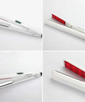Ultrasonic Infrared Hair Straightener With LCD Display And 360 Degree Swivel Cord showing red infrared plates