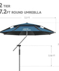 Go To Poolside Shade Umbrella For Above Ground Pools, Big Sunshade For Oval Or Rectangular Pools, shown with dimensions.