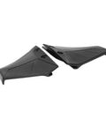 Dual Hydrofoil Stabilizer Fins For 4 50HP Outboard Motors ABS Plastic Black 2 Pack shown with mounting holes