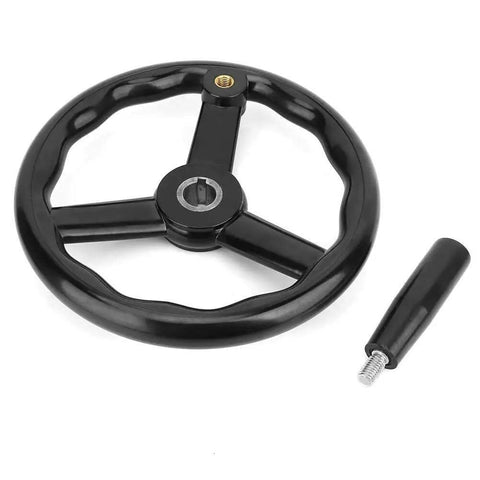 250mm Bakelite Lathe Hand Wheel with 3 spoked design and handy handle, anti-slip grip for smooth machine tool control, ideal for machinists