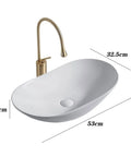 USZWBY Bathroom Vessel Sink Bowl Basin Art Personalized Sinks Creative Ceramic Countertop Basin Hand Wash Basin Household, 53cm x 32.5cm, gold faucet.