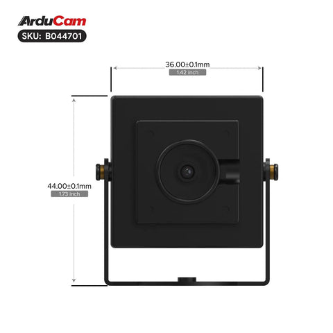 Front view of 8MP USB Camera Module With HDR And Autofocus For LightBurn USB Two Point Zero Webcam, shown with dimensions.